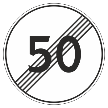 Дорожный знак 3.25 «Конец зоны ограничения максимальной скорости»