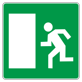 Дорожный знак 6.20.1 «Аварийный выход» (металл 0,8 мм, II типоразмер: сторона 700 мм, С/О пленка: тип Б высокоинтенсивная)