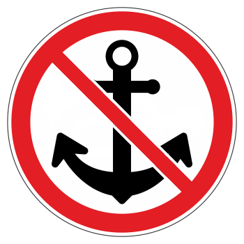 Знак «Якорь не бросать», МГ-7 (металл 0,8 мм, III типоразмер: диаметр 900 мм, С/О пленка: тип А инженерная)
