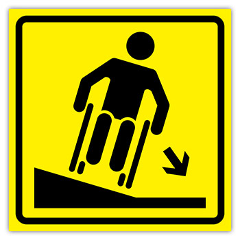 Визуальный предупреждающий знак «Осторожно! Крутой поперечный уклон вправо», ДС81 (пластик 2 мм, 200х200 мм)