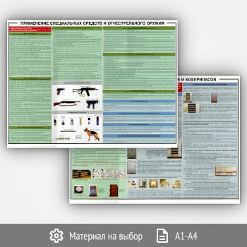 Плакаты «Применение специальных средств и огнестрельного оружия» (ОБЖ-10, 2 листа)