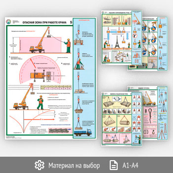 Плакаты «Безопасность грузоподъемных работ» (С-50, 5 листов)